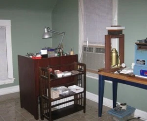 Picture of Elaine Luther's studio, on move in day. It doesn't look like this anymore!